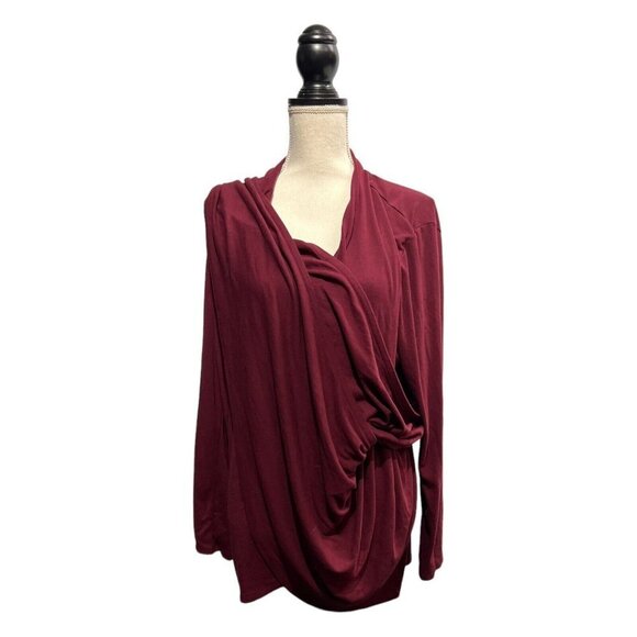 Pure Jill Womens XL Bordeaux Cardigan Multi-Way Wrap Sweater Open‎ Front Maroon - Picture 8 of 13